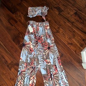 Maaji cropped strapless top with matching pants